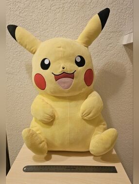 Pokémon large Pikachu Plush Stuffed Animal, around 21 inches tall